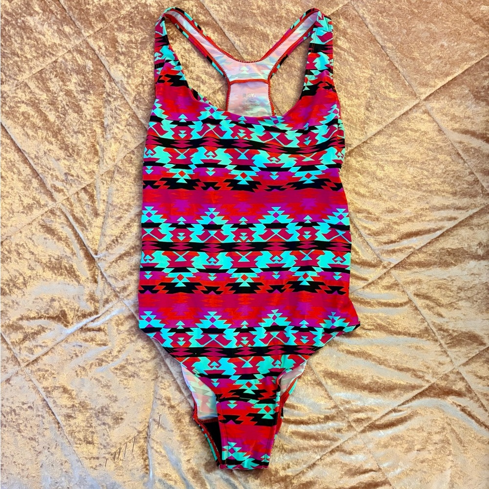 Ruby Love Red and Turquoise One Piece Swimsuit Size XL Extra Large